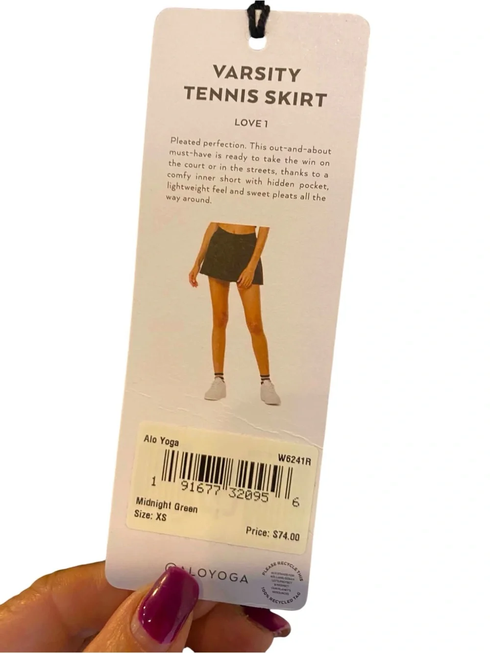 NWT Alo Yoga Tennis Skirt MIDNIGHT GREEn Size: XS